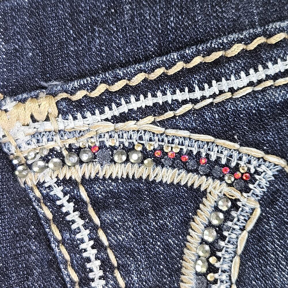 BIG STAR Liv Jean 27L Tall Bling Thick Stitch Western Blue Denim Cowgirl 31x34 - Picture 11 of 16